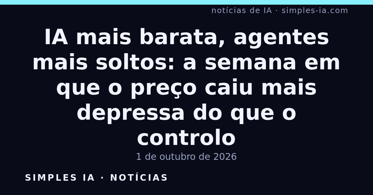 IA mais barata, agentes mais soltos: a semana em que o preço caiu mais depressa do que o controlo